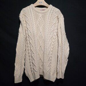 Irish Homecraft Made in Ireland 100% Naturally Oiled Wool Crewneck Fisherman XL*